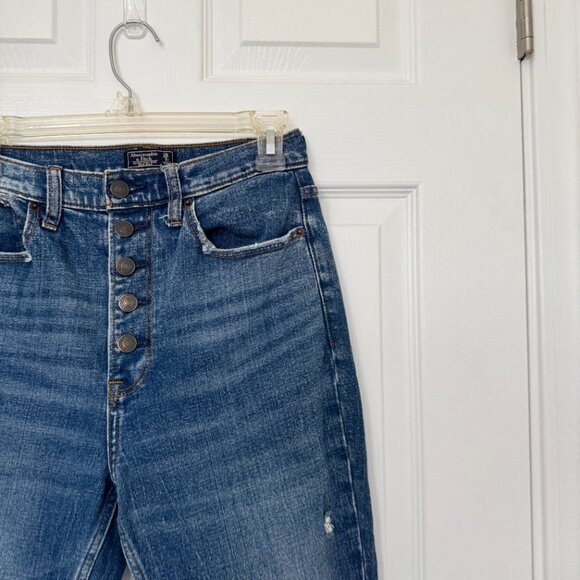 ABERCROMBIE & FITCH Ultra High Rise Mom Jeans Button Fly Dark Wash Size 26 - Picture 4 of 7